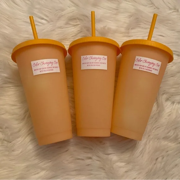 Orange Color Changing Cups - New - Bundle of 3 - Picture 3 of 9